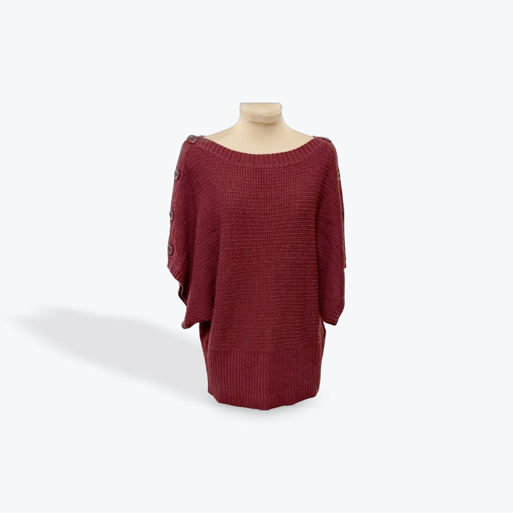 New‎ Directions Petite Burgundy Waffle Knit Boat Neck Dolman Sleeve Sweater PL
